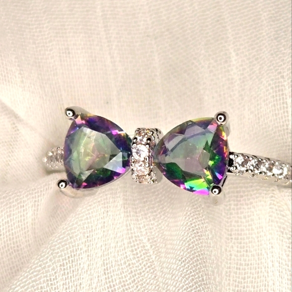 Mystic Topaz Bow Ring SZ.9 - Picture 1 of 5